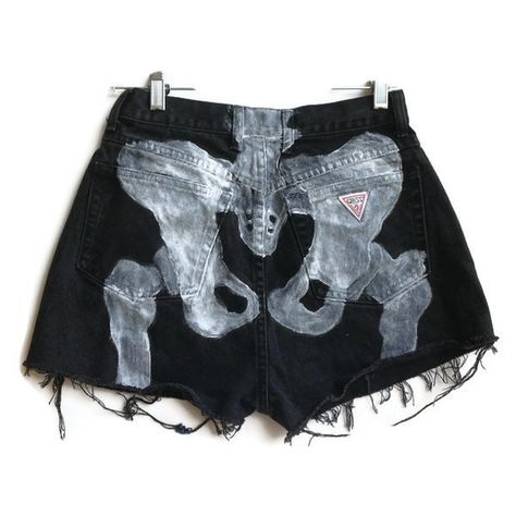 Skeleton Shorts Pelvis Bones Shorts Grunge Shorts, Tokyo Street Fashion, Pants Short, Rock Outfit, Diy Vetement, Shorts High Waisted, Painted Clothes, Mode Inspiration, Dream Clothes