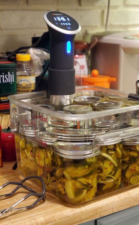 Can Pickles, Sous Vide Vegetables, Salt Block Cooking, High Acid Foods, Low Acid Recipes, Fermented Pickles, Sous Vide Recipes, Pickle Butter, Cook Smarts