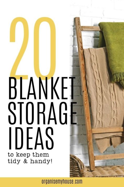 Blanket Box Diy, Blanket Storage For Nursery, Side Table Blanket Storage, Ikea Blanket Storage, Blankets Display Ideas, What To Do With Extra Blankets, Hanging Blankets On Wall Hooks Living Room, Storage Ideas For Throw Blankets, Where To Put Blankets In Living Room