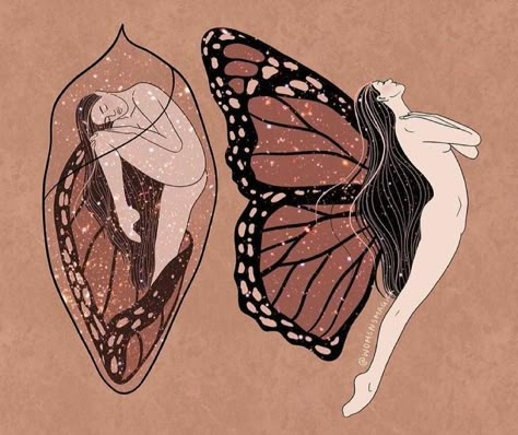 Butterfly Cocoon, Arte Inspo, Arte Fantasy, Spiritual Art, A Christmas Story, Dreamcatcher Tattoo, Art And Illustration, Art Plastique, A Butterfly