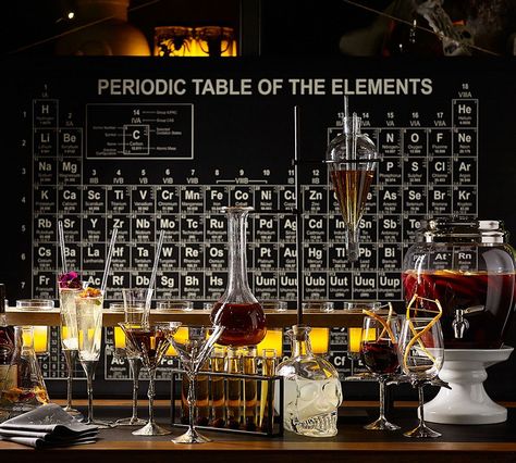 Mad scientist party: Chemistry party set at Pottery Barn Spooky Laboratory, Mad Scientist Halloween, Mad Scientist Lab, Pottery Barn Halloween, Mad Scientist Party, Scientist Party, Treat Table, Chemistry Set, Periodic Table Of The Elements