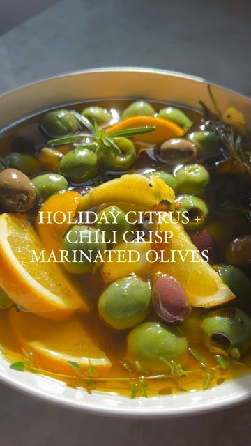 Citrus Marinated Olives, Castelvetrano Olives Recipe, Aperitivo Party, Tea Appetizers, Warm Olives, Castelvetrano Olives, Olive Appetizer, Roasted Olives, Chili Crisp