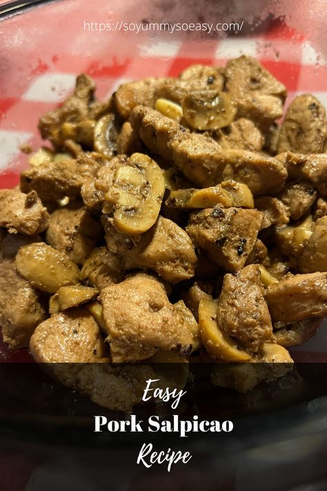 Pork Salpicao Recipe, Salpicao Recipe, Pork Chunks, Mushroom Chili, Filipino Dish, Button Mushroom, Filipino Dishes, Pork Recipe, Easy Pork