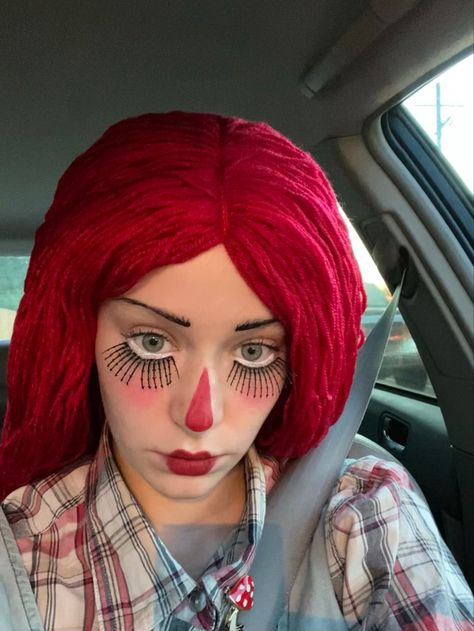 Rageddy Ann Costume, Ragady Ann Doll Costume, Scary Raggedy Ann Makeup, Raggedy Ann Costume Makeup, Raggedy Anne Makeup, Raggedy Ann Makeup, Raggedy Ann And Andy Costume, Raggedy Ann Halloween Costume, Raggedy Ann Costume