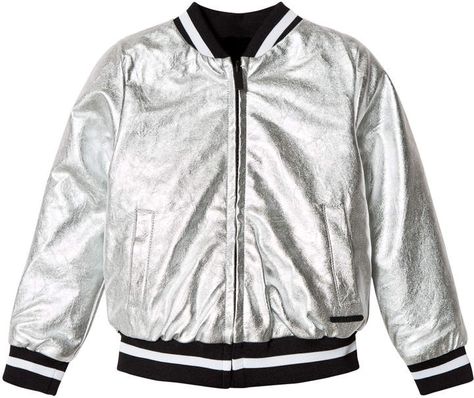 Silver Pleather Bomber Reversible into Black Faux Fur #Polyurethane#Viscose#Details Midnight Dress, Preppy Kids, Classic Leather Jacket, Homemade Quilts, Flight Jacket, Stylish Jackets, Edgy Look, Bomber Jackets, Classic Leather