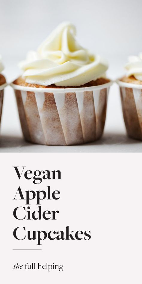 Vegan Apple Cupcakes, Vegan Fall Cupcakes, Vegan Fall Bundt Cake, Vegan Apple Cider Cupcakes, Vegan Apple Cider Donut Recipe, Vegan Fall Desserts, Vegan Pumpkin Chai Cupcakes, Work Cupcakes, Vegan Cupcake Recipe