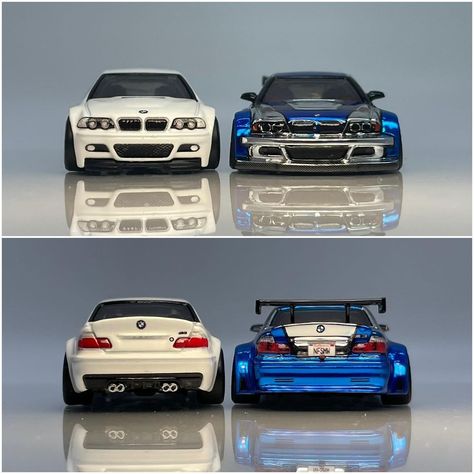 Hotwheels custom. BMW e46 M3 widebody (Chrom.ver✨✨) #hotwheels#e46#bmwm3 | Instagram Bmw M3 E46 Gtr, Widebody Cars, Diecast Cars Display, Nfs Most Wanted, Bmw M3 Gtr, Gt 86, M3 E46, Bmw E46 M3, Car Advertising Design