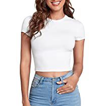 Check this out on Amazon Traveling Ideas, Round Neck Crop Top, Airport Outfits, Scoop Neck Crop Top, Slim Fit Crop Top, Crop Top Casual, Womens Tops Summer, Cute Fall Outfits, Slim Fit Shorts