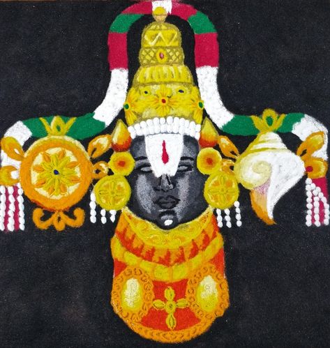 Tirupathi Balaji Rangoli Balaji Rangoli, Tirupathi Balaji, Balaji Maharaj, Easy Rangoli Designs, Easy Rangoli, Simple Rangoli, Rangoli Designs, Novelty Christmas, Christmas Ornaments