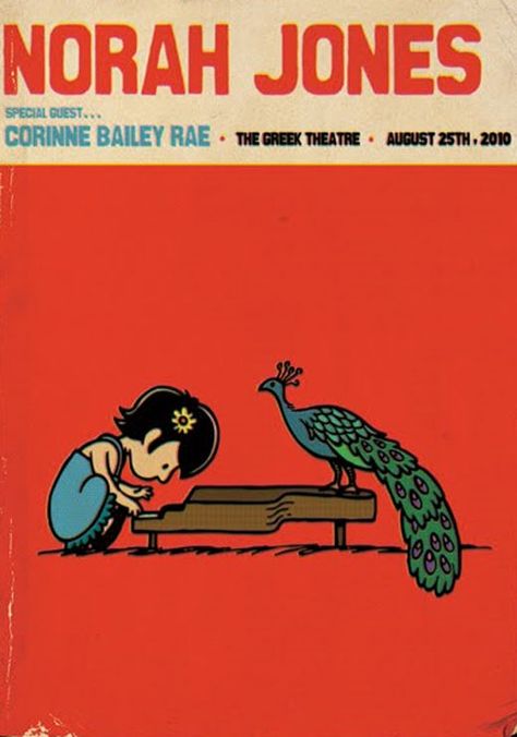 Gig posters are the best!                                                                                                                                                      More Scraped Knee, Graphic Design Magazine, Corinne Bailey Rae, Bibliotheque Design, Norah Jones, Band Poster, Concert Poster, Music Posters, Vintage Inspiration