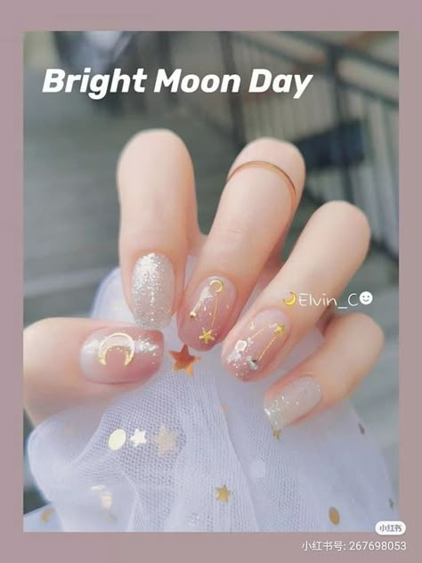 Moon Nail Ideas, Gel Nails Korean, Korean Nail Art, Nails Gel Nails, Art Designs Ideas, Hello Nails, Asian Nails, Cute Nail Art Designs, Pretty Nail Art Designs