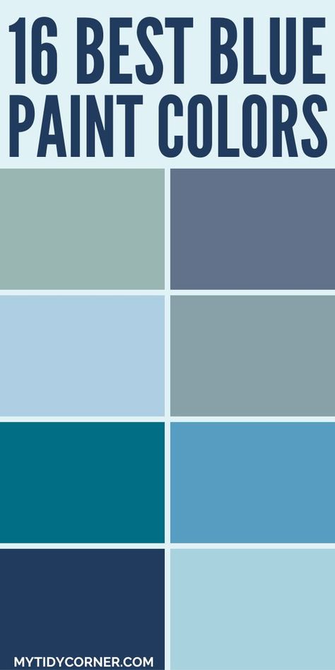 Looking for the perfect blue color? Here are the best blue paint colors for bedroom, living room and more. Create a sophisticated and inviting atmosphere in your home with best light blue paint colors, mid tone or dark blue paint colors. You will love these blue paint color ideas. Stone Blue Paint Color, Blue Painted Bedroom Ideas, Bright Blue Paint Colors, Blue Bedroom Paint Ideas, Blue Wall Paint Colors, Ocean Blue Paint Colors, Best Light Blue Paint Colors, Blue Paint Colors For Bedroom, Antique Blue Paint