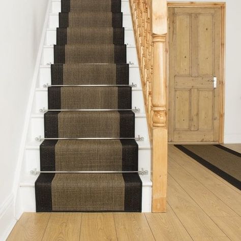 Jenga Black Stair Runner - Free delivery plus a 'No Quibble' 30 day returns policy Black Stair Runner, Stair Carpet Runner, Black Stairs, Beautiful Stairs, Hall Carpet, Stair Rods, Flat Weave Carpet, Stair Carpet, Nest Design