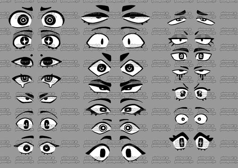 some eyes i drew. feel free to use it as reference. DO NOT REPOST ON ANYWHERE ELSE Eye Emotions Reference, Shy Eyes Drawing, Eyes Shapes Chart, Eye Shapes Cartoon, Happy Eyes Reference, Stylized Eyes Drawing, Eye Shapes Reference, Cartoon Eyes Reference, Stylized Eyes