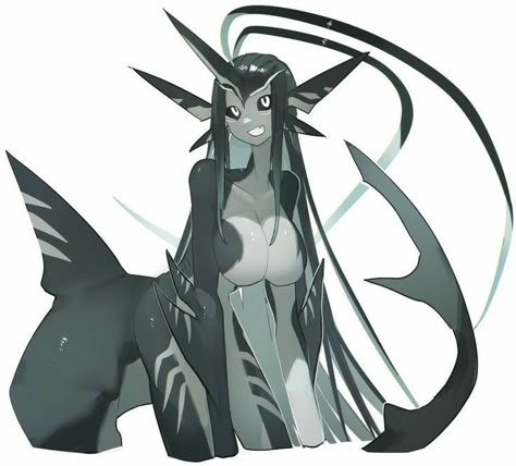 Warframe Art, Monster Girl Encyclopedia, Shark Girl, Alien Concept Art, Monster Design, Creature Concept Art, Creature Concept, 영감을 주는 캐릭터, Monster Girl