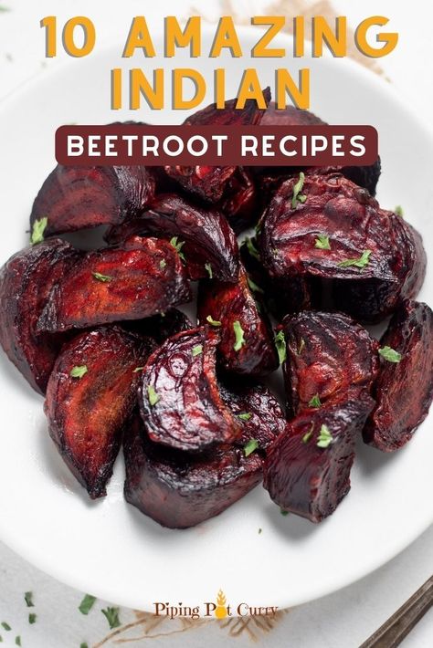 Beetroot in a white plate Beetroot Recipes, Hearty Dinner Recipes, Easy Vegetarian Dinner, Healthy Indian Recipes, Easy Indian Recipes, Recipes Indian, Vegetarian Snacks, Vegetarian Dinners, Global Recipes