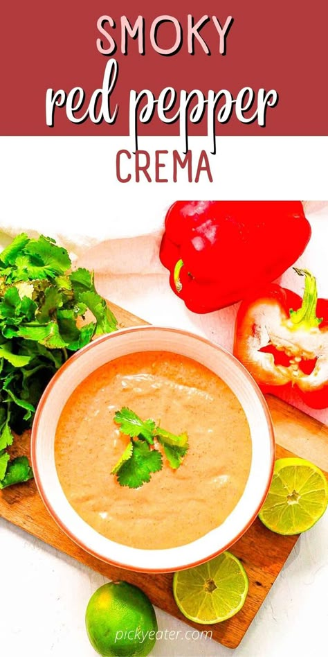 How To Make Red Pepper Crema, Smokey Red Pepper Crema, Hello Fresh Red Pepper Crema, Hello Fresh Smokey Red Pepper Crema, Three Pepper Sauce, Mexican Crema Recipe, Smoky Red Pepper Crema, Red Pepper Crema, Homemade Crema