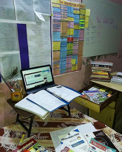 Upsc Students Room, Ias Aspirant Study Room, Study Room Indian, Upsc Study Room, Upsc Aspirant Study Room, Indian Study Room, Indian Study Room Ideas, Upsc Books, Upsc Quotes