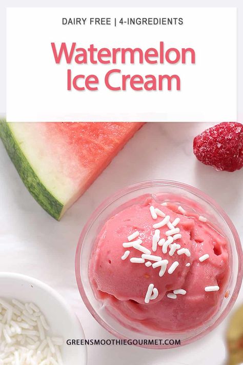 A fresh 4-ingredient watermelon ice cream that is creamy and made in a blender, no churn, using fresh watermelon and milk. Easy to customize, wonderfully sweet and refreshing. Ninja Creami Watermelon Sherbert, Watermelon Frozen Yogurt, Frozen Watermelon Sorbet, Watermelon Sorbet With Sweetened Condensed Milk, 2 Ingredient Watermelon Sorbet, Watermelon Ice Cream, Ninja Ice Cream Recipe, Coconut Milk Ice Cream, Raspberry Ice Cream