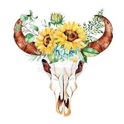 watercolor flowers Sunflower bouquet bull skull sunflower skull sunflowers watercolor painted sunflo Sunflower Watercolor Painting, Tattoos Infinity, Tattoos Mandala, Decal Ideas, Inspiration Tattoo, Tattoos Geometric, Sunflower Canvas, Western Paintings, Tattoos Skull