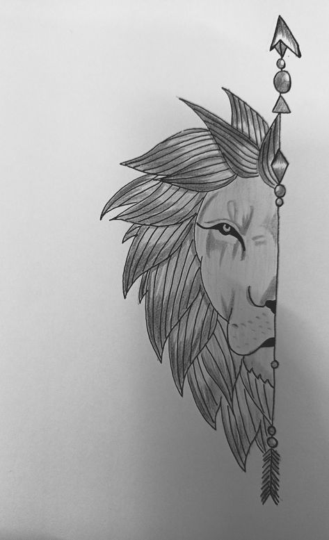 Lion Tattoo Ideas, Tattoo Arrow, Lotr Tattoo, Lion Tattoo, Pencil Drawing, Pencil Drawings, Tattoo Ideas, Lion, Pencil