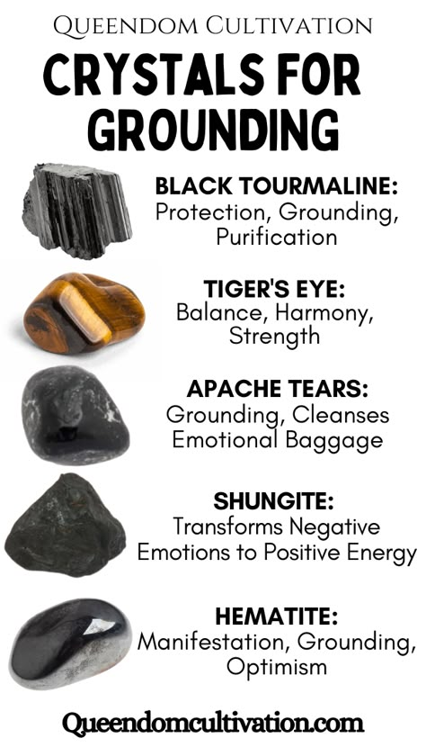 Use these crystals intentionally to ground your energy and connect to the Earth. The 4x6 inch Kraft Resealable Bag includes:(1) Crystal Info Card(5) Crystals: Black Tourmaline, Tiger's Eye, Apache Tears, Shungite and Hematite. Vibration Quotes, Raising Vibration, Crystals For Grounding, Energy Stones Crystal Healing, Organza Jewelry, Crystal Care, Healing Symbols, Meditation Inspiration, Crystal Healing Chart