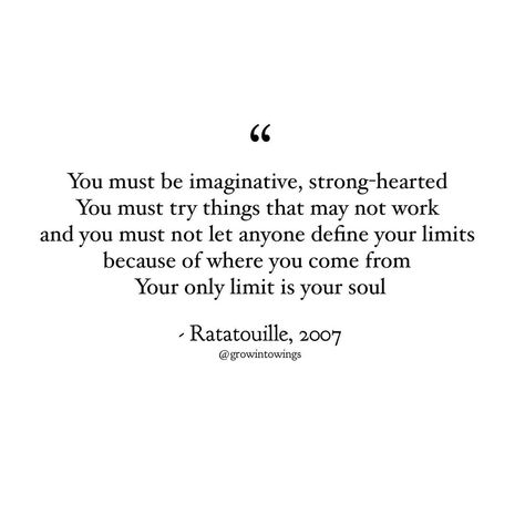 Araceli M. Ream on Instagram: “#ratatouille #disney #pixar #film #movie #life #quote #quotes #imagination #strength #heart #inspiration #growintowings” Ratatouille Disney Quotes, Ratatouille Quotes, Raya Core, Quotes Imagination, Pixar Quotes, Ratatouille Disney, Mind Journal, Heart Inspiration, Ego Quotes