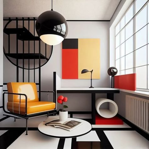 Bauhaus Room Design, Bauhaus Design Interior, Bauhaus Living Room, Bauhaus Interior Design, Bauhaus Interior, Bauhaus Architecture, Furniture Details Design, Living Room Trends, Bauhaus Design