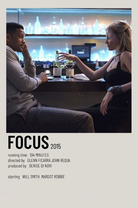 Focus Movie Poster, Focus Movie Aesthetic, Focus Movie, Black Love Movies, Minimalist Polaroid Poster, Polaroid Posters, Posters Minimalist, Movie Wall, Movie Card