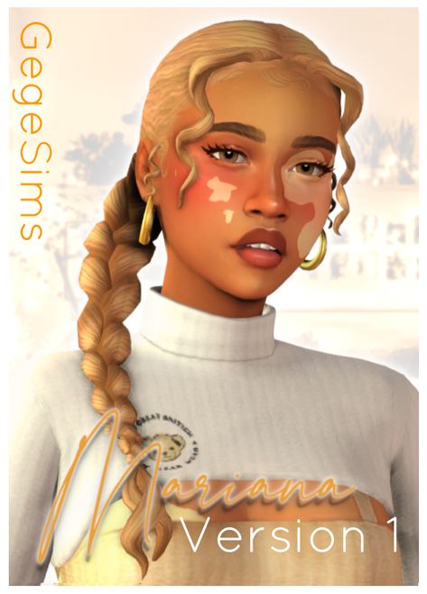 GegeSims - Mariana Hair - The Sims 4 Create a Sim - CurseForge A Braided Ponytail, Loose Curly Hair, Loose Braids, Curly Ponytail, Braided Ponytail, Sims 4 Cc, The Sims 4, Sims Cc, Hair A