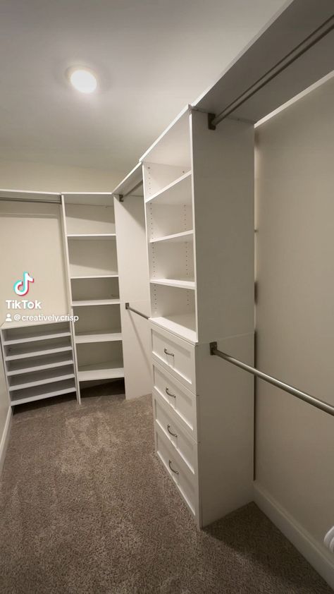 ClosetMaid BrightWood 5-ft to … curated on LTK Closetmaid Brightwood Ideas, Cheap Master Closet Ideas, Long Walk In Closet, Closetmaid Ideas Layout, Narrow Closet Design, Walkin Closets Design, Diy Closet System, Diy Walk In Closet, Narrow Closet