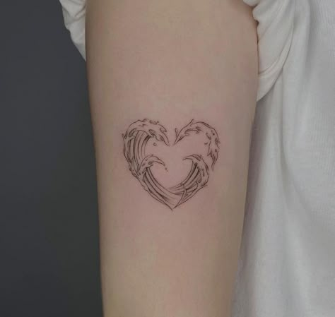 Romantic Tattoos For Women, Aphrodite Tattoo Simple, Heart Tattoo On Arm, Aphrodite Tattoos, Romantic Tattoos, Arm Cover Up Tattoos, Contemporary Tattoo, Butterfly Tattoos On Arm, Minimal Tattoo Designs