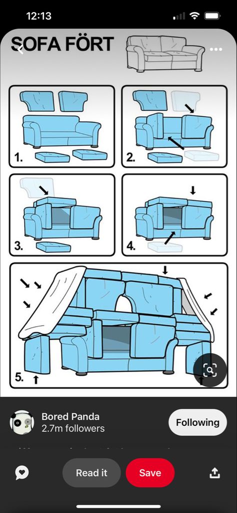 Pillow fort plans Fort Plans, Sofa Fort, Diy Fort, Blanket Fort, Sleepover Games, Funny Comebacks, Pillow Fort, Things To Do At A Sleepover, Best Sofa