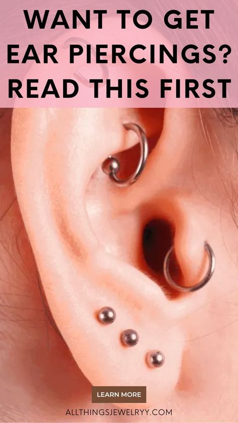 Getting new ear piercings is exciting, but you need to know a few things beforehand. In this guide, we share where to get them, costs, care tips, and more. How To Take Care Of Piercings, Ear Piercings Chart Pain Level, Ear Piercings Pain Level Chart, Ear Piercings Hurt Chart, Ear Piercing Pain Chart, Piercings To Get, Ear Piercing Chart Pain, Most Painful Ear Piercings Chart, Piercing Pain Chart