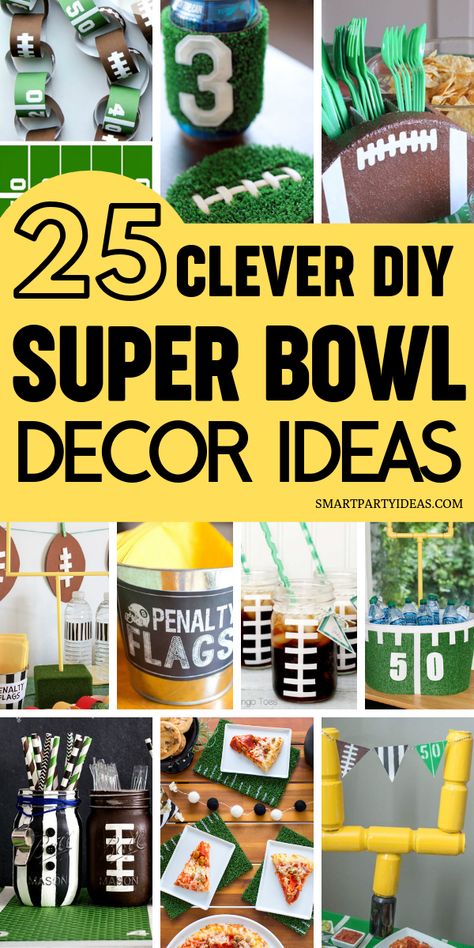 25 Clever DIY Super Bowl Decor Ideas - Smart Party Ideas Super Bowl Decor, Bowl Decor Ideas, Diy Super Bowl, Beverage Stations, Superbowl Party Games, Superbowl Party Decorations, Easy Super Bowl, Super Bowl Trophy, Super Bowl Decorations