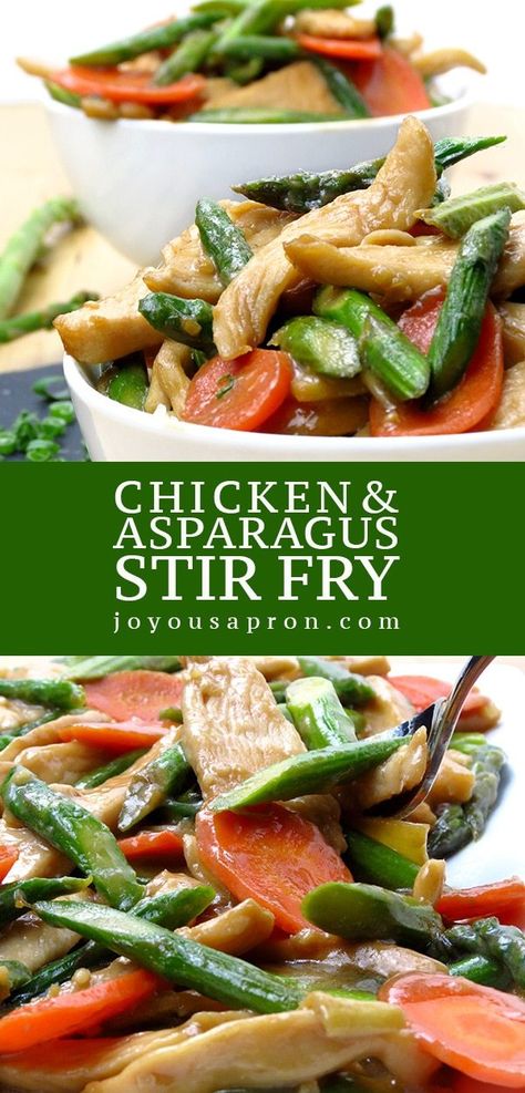 Chicken Asparagus Stir Fry - A healthy, light, quick and easy stir fry dish that is perfect for busy weeknights! This Chinese stir fry serves well with rice and will have you skipping take out in no time! #chicken #stirfry #chinese #asian #easy #healthy #asparagus #recipe #joyousapron Chicken Asparagus Stir Fry, Asparagus Stir Fry Recipes, Healthy Asparagus, Chicken And Asparagus, Asparagus Stir Fry, Chinese Stir Fry, Fry Chicken, Inflammation Diet, Stir Fry Recipes Chicken