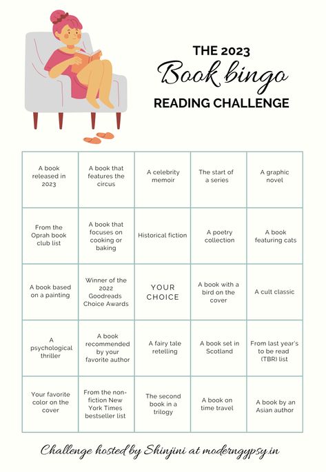 The 2023 Book Bingo reading challenge - Modern Gypsy Bingo Reading Challenge, Bookish Bingo, Book Bingo, Tbr Books, Book Journaling, Reading Journals, Summer Reading Challenge, Book Reading Journal, Book Templates