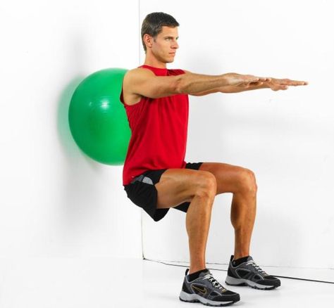 Stability Ball Wall Squat Wall Squats, Wall Squat, Ball Exercise, Stability Ball Exercises, Exercise Ball, Stability Ball, Tone Up, An Exercise, Tone It Up