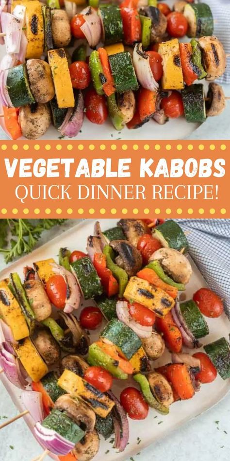 These Healthy Vegetable Kebobs are the best way to cook your veggies! These can be made on the grill, but you can also make them in the oven! The marinade is easy to make and delicious too. This vegetable kabobs recipe can be made on skewers but you can use a mat or basket too! #eatingonadime #kabobrecipes #grillingrecipes #vegetablerecipes Veggie Kabobs Marinade, Vegetable Skewers Oven, Kabobs On The Grill Veggie, Veggie Kabobs In Oven, Vegetable Kabobs In The Oven, Vegetable Kabobs On The Grill Marinade, Veggie Kabobs On The Grill Marinade, Veggie Skewers Grill, Vegetable Kabobs On The Grill