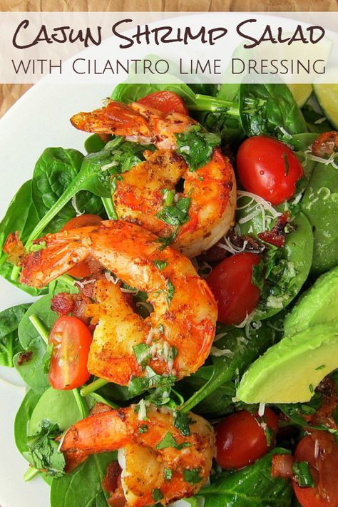 Shrimp Salad Recipes Healthy Low Carb, Shrimp And Spinach Salad, Cajun Shrimp Salad Recipes, Spinach Shrimp Salad, Green Salad With Shrimp, Cajun Shrimp Salad, Cajun Shrimp Recipes, Prawn Salad, Shrimp Salad Recipes