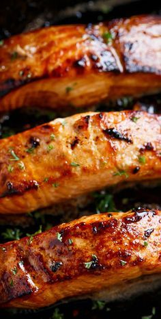 Garlic And Honey, Salmon Steaks, Honey Garlic Salmon, Garlic Salmon, Salmon Steak, Butter Honey, Baked Salmon Recipes, Browned Butter, Salmon Dishes