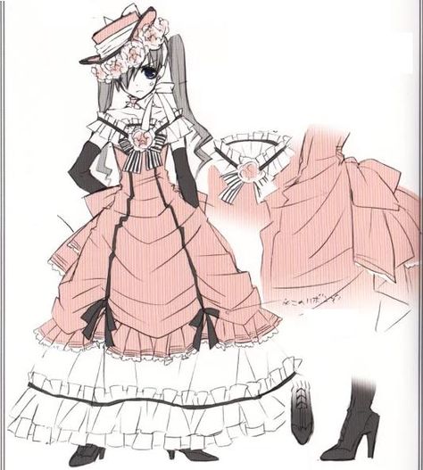 Ciellittlerobin2 Ciel Outfits, Ciel Phantomhive Inspired Outfits, Dancing Outfits, Ciel Phantomhive Outfit, Ciel Phantomhive Character Sheet, Ciel In A Dress, Ciel Phantomhive Full Body Picture, Ciel Phantomhive Dress, Black Butler Ciel Outfits