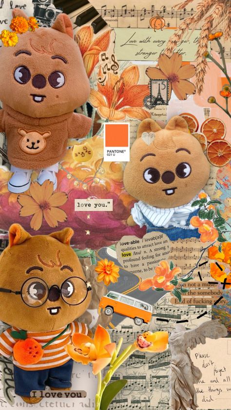 skzoo series (5/8) #straykids #skz #skzoo #hanjisung #han #jisung #vintage #skzhan #straykidshan #flowers #floral #wallpaper #aesthetic #kpop #collages #kpopcollage #orange Han Quokka Wallpaper, Quokka Wallpaper, Floral Wallpaper Aesthetic, Kids Collage, Cute Iphone Wallpaper Tumblr, Funny Lockscreen, Kpop Iphone Wallpaper, 17 Kpop, Baby Wallpaper