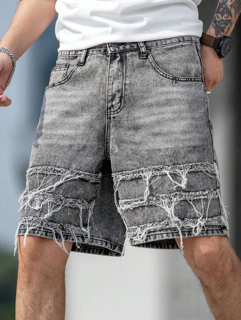 Crazy Jeans, Moda Denim, Pants Outfit Men, Mens Denim Shorts, Gucci Outfits, Zara Outfit, Bermuda Jeans, Jeans Men, Distressed Shorts