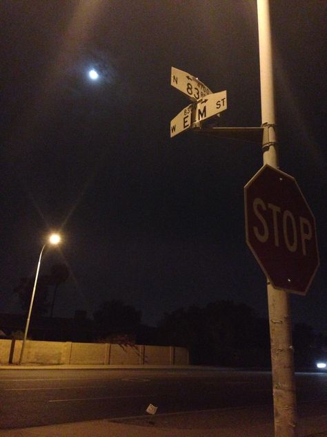 This street sign near my neighborhood. Street Sign Decor, Dark Street, Stop Sign, Street Life, Street Sign, House Wall, Street Signs, Signed Photo, Aesthetic Images