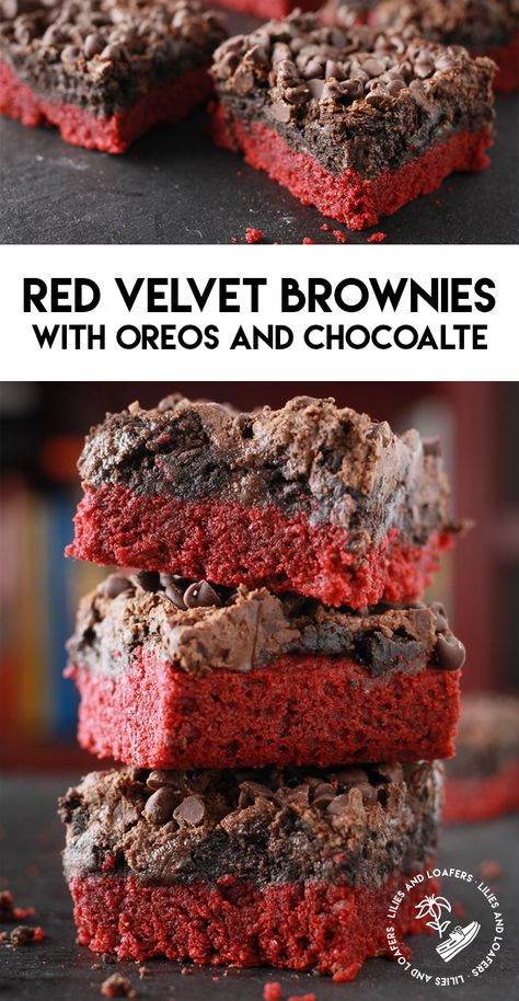 Oreo Cream Cheese, Red Velvet Truffles, Rainbow Foods, Red Velvet Desserts, Velvet Cakes, Velvet Brownies, Brownie Desserts Recipes, Red Velvet Brownies, Cooking Decorating