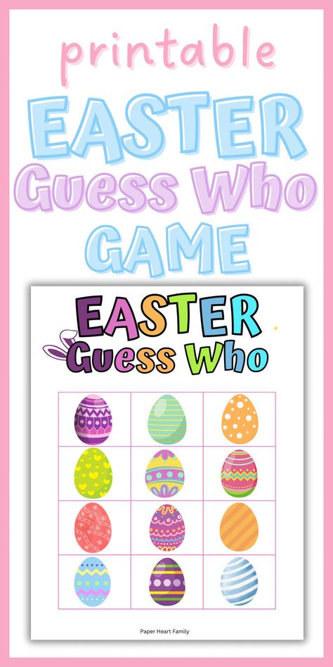 You can never have enough Easter activities for kids, and this free printable Easter Guess Who game is guaranteed to be a hit! Add it to your list of easy Easter games for kids or families! It's also the perfect fun Easter party game. April Crafts For Kids, Easy Outdoor Activities For Kids, Bird Feeder Crafts, Free Printable Halloween Games, Printable Guess Who, Easy Outdoor Activities, Crafts With Toddlers, Indoor Games For Toddlers, Spring Crafts For Toddlers