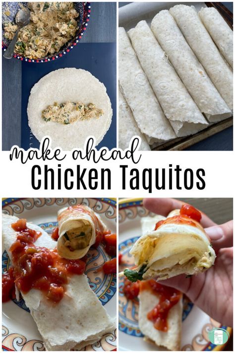 Frozen Taquitos Recipes, Taquitos Freezer, Homemade Chicken Taquitos, Make Ahead Chicken, Freezer Meal Prep Recipes, Prep Lunch Ideas, Meal Prep Lunch Ideas, Best Freezer Meals, Boring Work