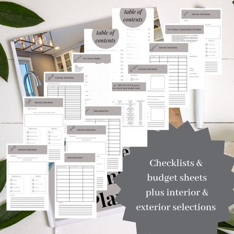 Here is my favorite instant download modern farmhouse dream planner for budgeting and making selections for your new home. #planner #newhome #budget #workbook #pdf #construction #interior design Home Building Planner, Home Building Binder, New Construction Checklist, Building Binder, Good Notes Daily Planner, Home Project Planner, Home Budget Spreadsheet, Budget Planner Worksheet, Home Renovation Planner