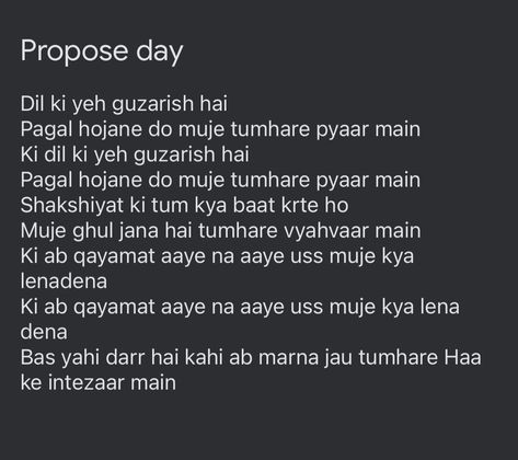 Shayari is not just sentences its a form of feeling, a kind of message and a never ending confession. This shayari a person can say to propose someone Proposal Poems For Him, Best Proposal Lines Romantic In Hindi, Propose Shayari Hindi, Proposal Shayari For Him, Propose Quotes For Him Boyfriends, Romantic Shayari For Him, Proposal For Him, Propose Shayari, Propose Day Shayari